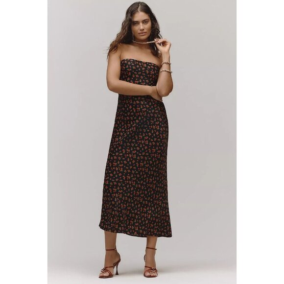 Anthropologie The Tilda Slip Dress Strawberry Print Bias Cut M - Picture 3 of 8